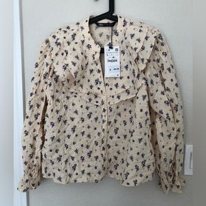 Zara floral print ruffle top